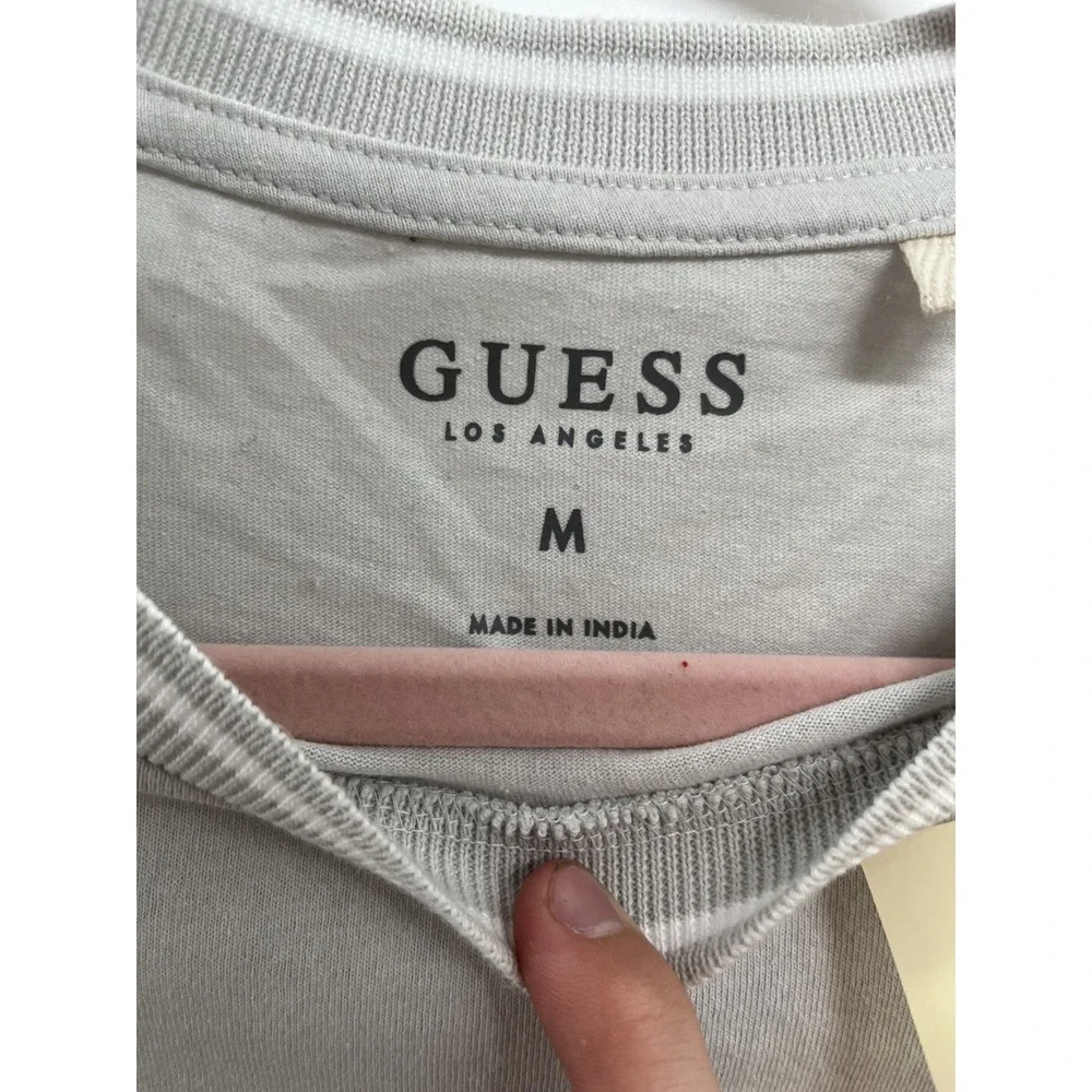 NWT Guess T-Shirt Men Medium Grey Crew Neck Short Sleeve Heather Pullover Cotton - Picture 4 of 8